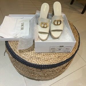 Dior 30 Montaigne Leather Wedge Sandals